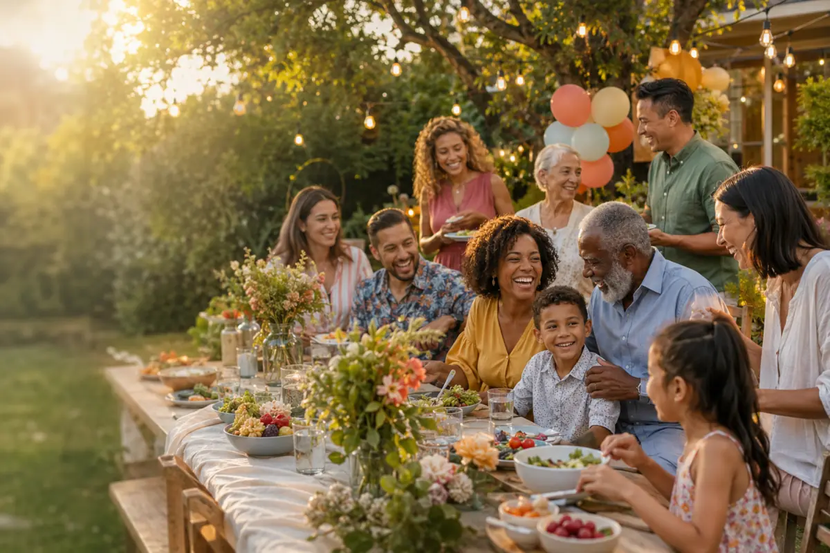 Family and friends planning an event together